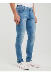 Big-Star - Jeansy męskie skinny z przetarciami niebieskie Jeffray 298. Kolor: niebieski. Styl: elegancki #4