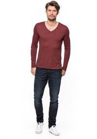 Tom Tailor - MĘSKI SWETER TOM TAILOR V-NECK WITH RIB DETAILS BURGUNDY DARK RED 3018534.00.15 COL. 4499. Okazja: na co dzień. Materiał: materiał. Wzór: jednolity. Styl: casual, elegancki #3