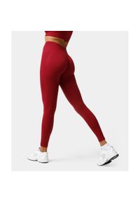 Legginsy bezszwowe push-up Carpatree Elite czerwone. Stan: podwyższony. Kolor: czerwony. Materiał: skóra, elastan
