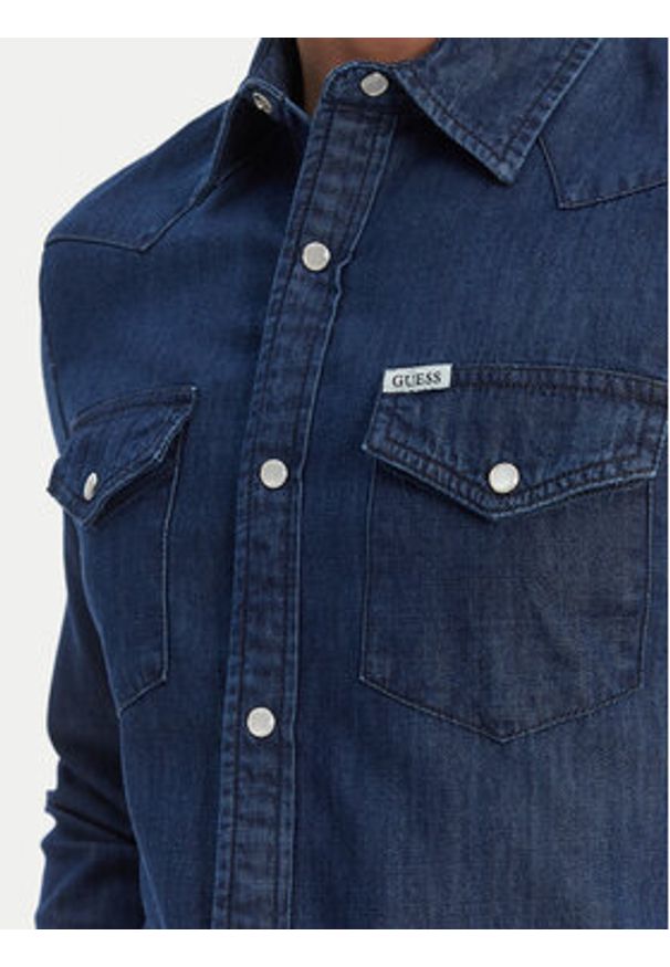Guess Koszula M6GH88 D1052 Granatowy Regular Fit. Kolor: niebieski. Materiał: bawełna