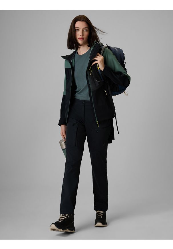 4f - 4F Spodnie trekkingowe softshell membrana 8000 damskie - czarne XXL. Kolor: czarny. Materiał: softshell. Sezon: lato. Sport: turystyka piesza