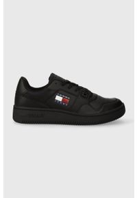 Tommy Jeans sneakersy skórzane TJW RETRO BASKET ESS kolor czarny EN0EN02434. Nosek buta: okrągły. Kolor: czarny. Materiał: skóra
