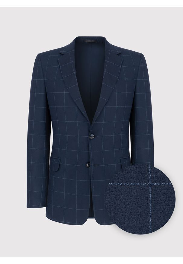 Pako Lorente - PAKO LORENTE – Granatowa marynarka w kratę Windowpane. Kolor: niebieski. Styl: elegancki