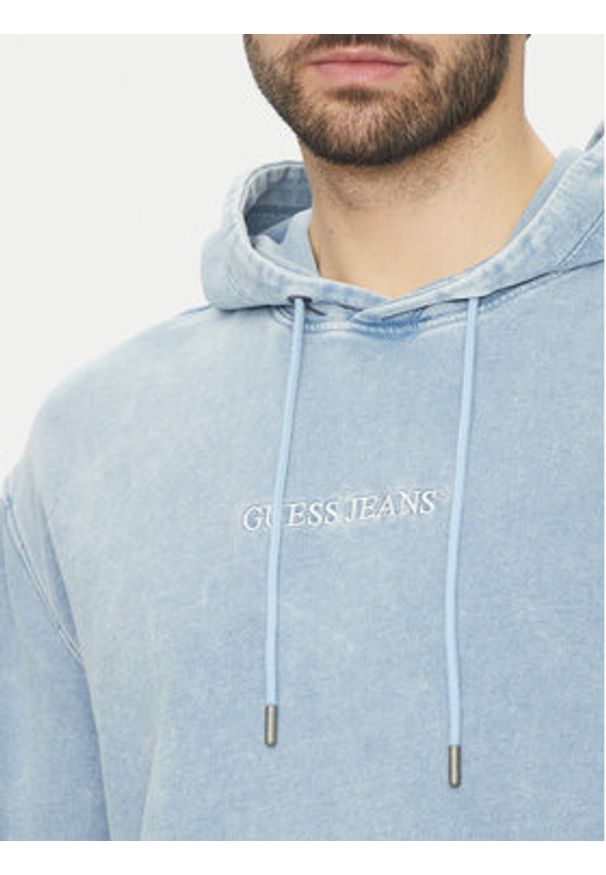 Guess Jeans Bluza M5GQ23 KCTJ1 Błękitny Regular Fit. Kolor: niebieski. Materiał: bawełna