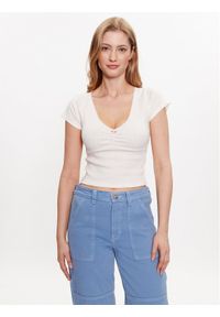 BDG Urban Outfitters T-Shirt BDG AIMEE POINTELLE TOP 76468321 Biały Slim Fit. Kolor: biały. Materiał: bawełna