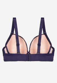 Renee - Granatowy Biustonosz z Koronką i Cyrkoniami Himelodia. Kolor: niebieski. Materiał: koronka. Wzór: koronka #2