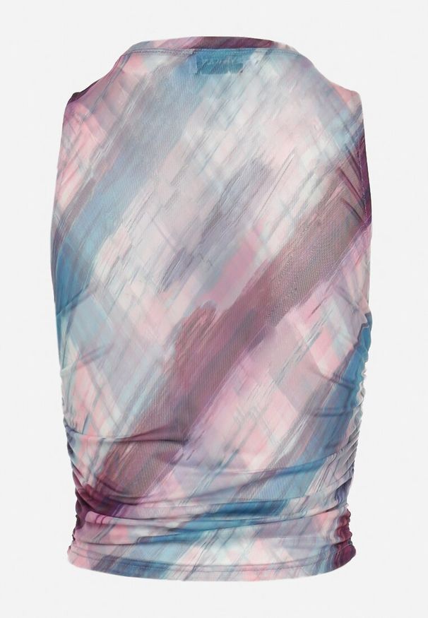 Born2be - Niebiesko-Fuksjowy Top z Siateczki po Bokach Wszyte Gumki Paretta. Kolor: niebieski