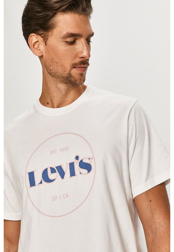 Levi's® - Levi's - T-shirt. Okazja: na co dzień, na spotkanie biznesowe. Kolor: biały. Wzór: nadruk. Styl: biznesowy, casual
