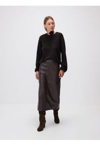 Reserved - Sweter z dodatkiem wełny - ciemnobrązowy. Kolor: brązowy. Materiał: wełna