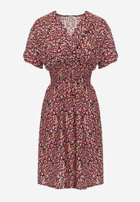 Renee - Granatowa Sukienka Platachus. Typ kołnierza: dekolt w serek, dekolt kopertowy. Kolor: niebieski. Materiał: wiskoza. Wzór: kwiaty, nadruk. Sezon: wiosna, lato. Typ sukienki: kopertowe #5