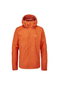 Kurtka przeciwdeszczowa męska Rab Downpour Eco Jacket z kapturem. Typ kołnierza: kaptur. Kolor: pomarańczowy