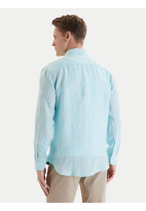 TOMMY HILFIGER - Tommy Hilfiger Koszula Bengal MW0MW42400 Turkusowy Regular Fit. Kolor: turkusowy. Materiał: len