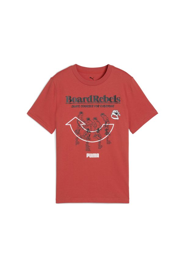 Puma - Młodzieżowa koszulka Mid 90s z grafiką PUMA Red Fire. Kolor: czerwony. Materiał: guma. Wzór: nadruk. Sport: joga i pilates