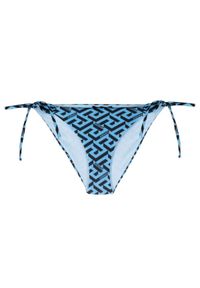 VERSACE - Niebieski dół od bikini z logowaniem. Kolor: niebieski. Materiał: materiał
