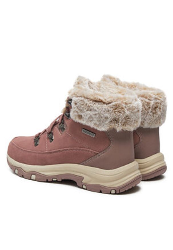 skechers - Skechers Botki Snow Worries 167882/MVE Różowy. Kolor: różowy. Materiał: zamsz, skóra