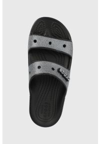 Crocs klapki Classic Croc Glitter II Sandal damskie kolor czarny 207769. Kolor: czarny. Materiał: materiał, guma. Obcas: na obcasie. Wysokość obcasa: niski #5