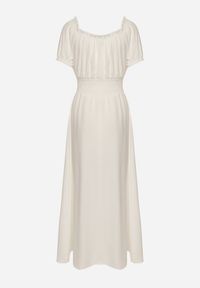 Born2be - Biała Sukienka Ozdobiona Bufkami Dolinossa. Okazja: na co dzień. Kolor: biały. Wzór: aplikacja. Sezon: lato. Styl: casual #4