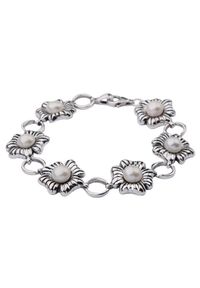 Polcarat Design - Bransoletka srebro perełki L 1565. Materiał: srebrne. Wzór: kwiaty. Kamień szlachetny: perła