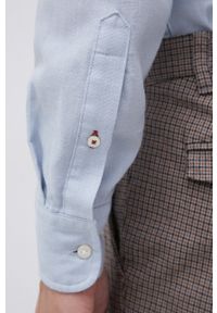 TOMMY HILFIGER - Tommy Hilfiger - Koszula z domieszką lnu. Typ kołnierza: button down. Kolor: niebieski. Materiał: len #6