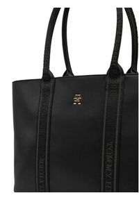 TOMMY HILFIGER - Tommy Hilfiger Torebka Th Logotape Tote AW0AW17198 Czarny. Kolor: czarny. Materiał: skórzane #5