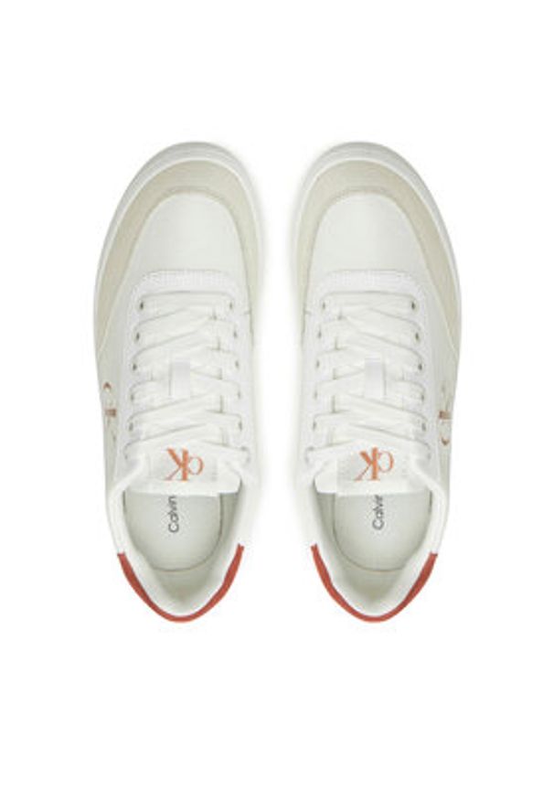 Calvin Klein Jeans Sneakersy Classic Cupsole Laceup Low Lth YW0YW01668 Biały. Kolor: biały. Materiał: skóra