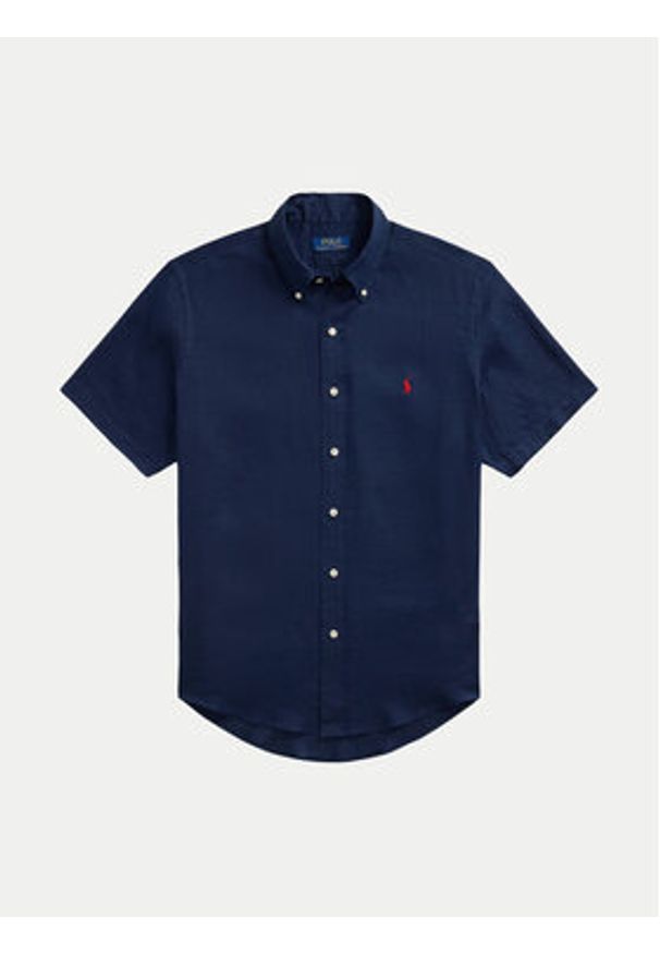 Polo Ralph Lauren Koszula 710968912001 Granatowy Custom Fit. Typ kołnierza: polo. Kolor: niebieski. Materiał: len