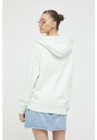Tommy Jeans bluza bawełniana damska kolor zielony z kapturem gładka. Typ kołnierza: kaptur. Kolor: zielony. Materiał: bawełna. Wzór: gładki #3