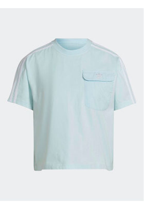 Adidas - adidas T-Shirt Adicolor Classics Poplin Back Loose Tee HL9302 Błękitny Loose Fit. Kolor: niebieski. Materiał: bawełna