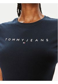 Tommy Jeans T-Shirt Linear DW0DW18398 Granatowy Slim Fit. Kolor: niebieski. Materiał: bawełna #4