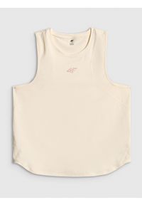 4f - 4F Top treningowy regular szybkoschnący damski - biały L. Kolor: biały. Materiał: materiał, włókno. Sport: fitness #1