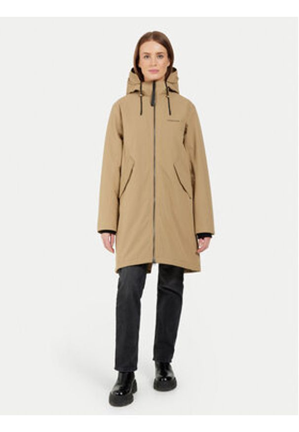 Didriksons Parka Fia 505372 Beżowy Relaxed Fit. Kolor: beżowy. Materiał: syntetyk