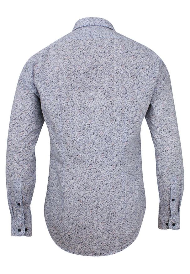 Niebieska elegancka koszula Bello paisley, długa, z długim rękawem, do pracy