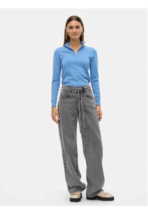 Vero Moda Sweter Happiness 10317993 Niebieski Slim Fit. Kolor: niebieski. Materiał: wiskoza, syntetyk