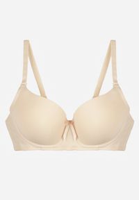 Born2be - Beżowy Klasyczny Biustonosz o Gładkim Wykończeniu Lamisa. Kolor: beżowy. Wzór: gładki #5