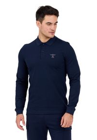 Aeronautica Militare - AERONAUTICA MILITARE Granatowy męski longsleeve polo, Rozmiar XXL. Typ kołnierza: polo. Kolor: niebieski. Materiał: bawełna. Długość rękawa: długi rękaw. Długość: długie #5