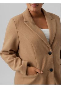 Vero Moda Curve Płaszcz wełniany Blaza 10276365 Brązowy Regular Fit. Kolor: brązowy. Materiał: wełna, syntetyk