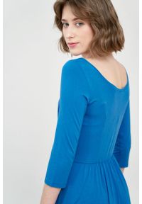Marie Zélie - Sukienka Limosa ciemnoniebieska. Kolor: niebieski. Materiał: wiskoza, dzianina, materiał, elastan. Długość: midi #5