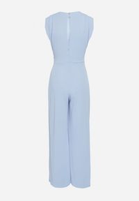 Born2be - Niebieski Kombinezon Bez Rękawów z Ozdobnym Marszczeniem Sepalene. Okazja: na co dzień. Kolor: niebieski. Długość rękawa: bez rękawów. Sezon: wiosna, lato. Styl: casual, elegancki, klasyczny #6