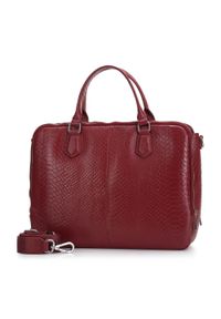 Wittchen - Damska torba na laptopa 13" ze skóry croco bordowa. Kolor: czerwony. Materiał: skóra. Styl: casual, klasyczny, elegancki, glamour