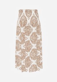 Born2be - Beżowa Rozkloszowana Spódnica z Wiskozy z Wysokim Stanem i Etnicznym Wzorem Ari. Okazja: do pracy, na co dzień, na spacer. Stan: podwyższony. Kolor: beżowy. Materiał: wiskoza. Wzór: aplikacja. Sezon: lato. Styl: casual #7