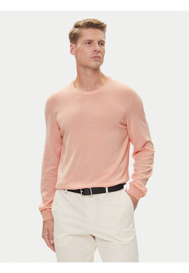 BOSS Sweter Leno-P 50468239 Różowy Slim Fit. Kolor: różowy. Materiał: wełna