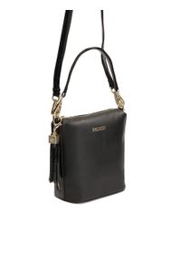 Kazar - Czarna listonoszka na ramię z dwóch rodzajów skór. Kolor: czarny. Dodatki: z breloczkiem. Materiał: lakierowane, skórzane. Styl: elegancki. Rodzaj torebki: na ramię #5