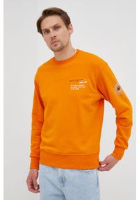 Save The Duck bluza kolor pomarańczowy z nadrukiem. Okazja: na co dzień. Kolor: pomarańczowy. Materiał: bawełna. Wzór: nadruk. Styl: casual