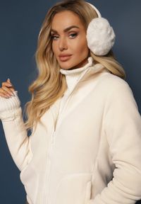 Renee - Biała Rozpinana Bluza z Weluru Asinya. Okazja: na co dzień. Kolor: biały. Materiał: welur. Styl: casual