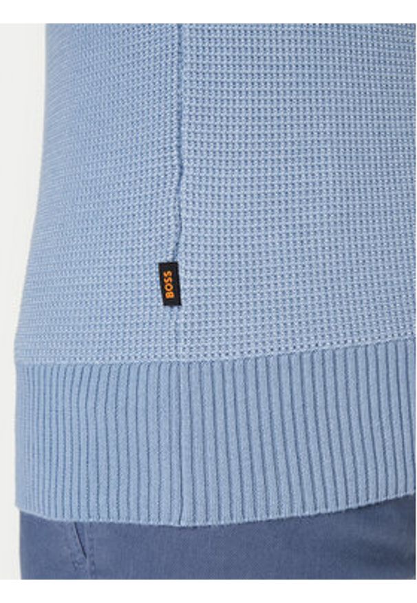 BOSS Sweter Klapok 50548673 Błękitny Regular Fit. Kolor: niebieski. Materiał: bawełna