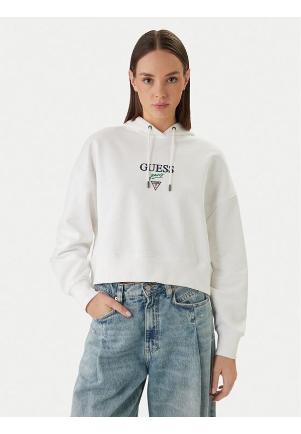 Guess Jeans Bluza W6RQ00 K68I4 Biały Relaxed Fit. Kolor: biały. Materiał: bawełna