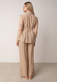 Born2be - Beżowy Komplet z Topem o Fasonie Kamizelki z Paskiem i Szerokimi Spodniami z Wiskozą Zarinesh. Kolor: beżowy. Materiał: wiskoza #2