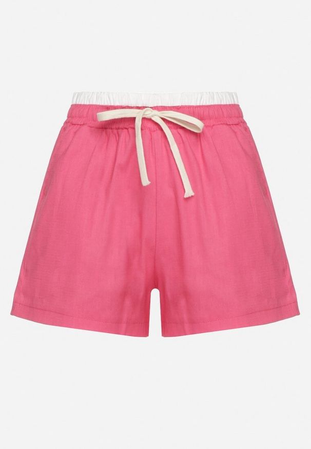 Born2be - Różowe Bawełniane Szorty z Gumką w Pasie Timaolle. Okazja: na co dzień. Kolor: różowy. Materiał: bawełna. Styl: elegancki, casual, klasyczny