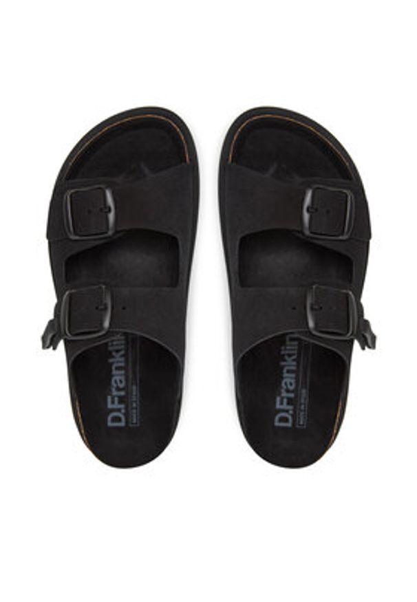 D.Franklin Klapki DFSH407001 Czarny. Kolor: czarny. Materiał: skóra, zamsz