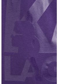 Karl Lagerfeld bluza męska kolor fioletowy gładka. Kolor: fioletowy. Materiał: materiał, dzianina. Wzór: gładki